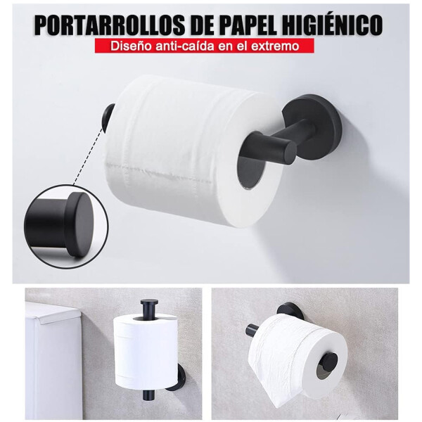 Set De Accesorios Para Baño Juego 16 Piezas Acero Inoxidable IMBACK Color Negro Set De Accesorios Para Baño Juego 16 Piezas Acero Inoxidable IMBACK Color Negro