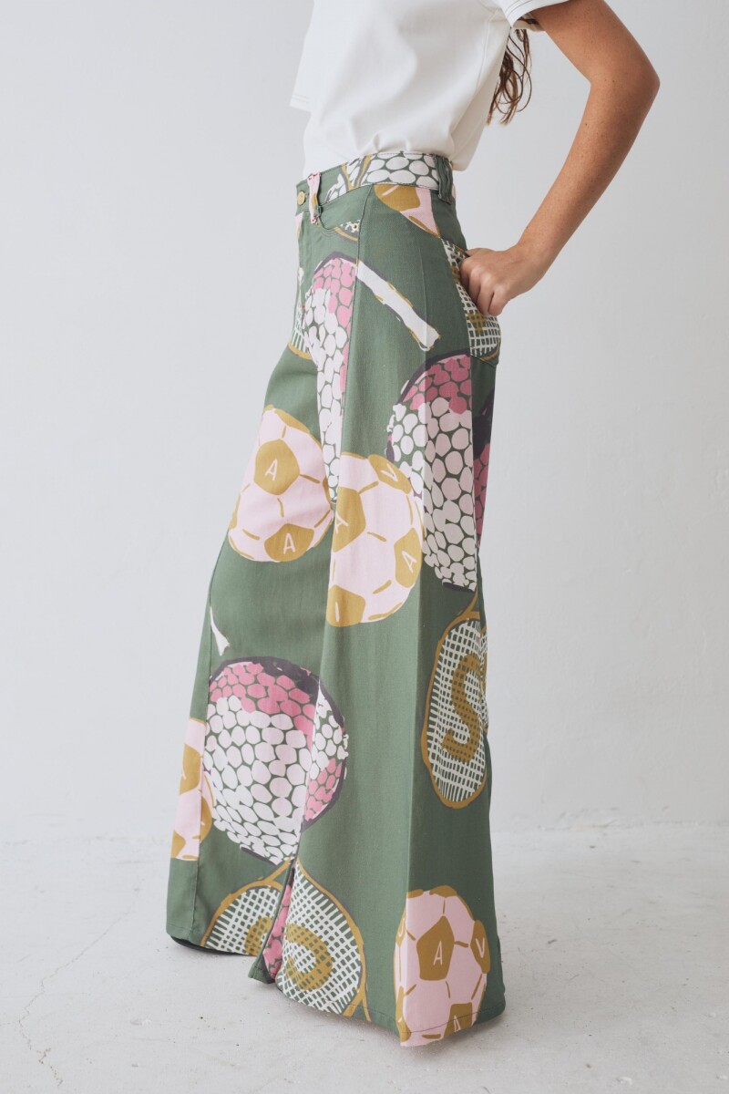 PANTALON WIDE XL PRINT TEAM Macros Verde