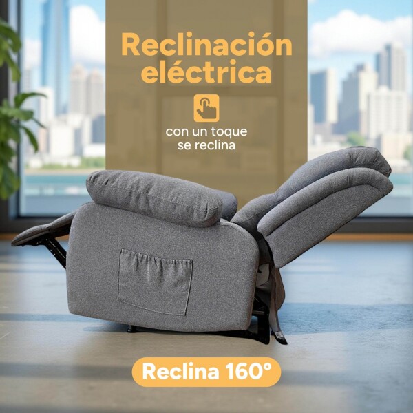 Sofá Sillón Poltrona Reclinable Masajeador Electrico Color Tela Gris Color Gris