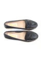 Zapato Mocasín Con Fleco Cuero Negro Blanco