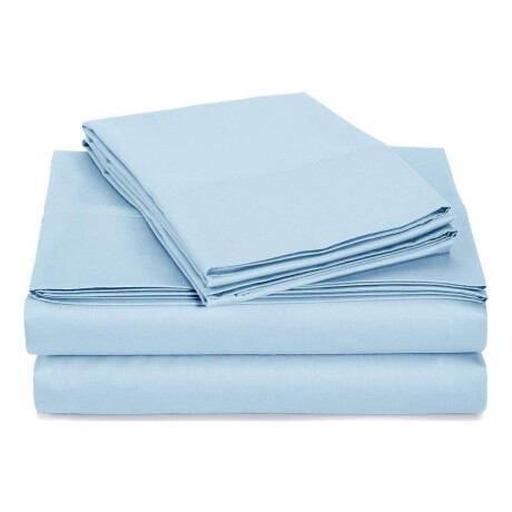 Juego De Sabanas Lisas Calidad Full Algodon Y Microfibra Celeste