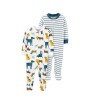 Enterito X2 algodón Carters con pie RN yellow DOGS