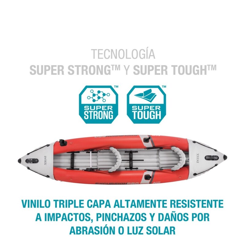 INTEX KAYAK PROFESIONAL DE PESCA DOBLE EXCURSION SERIE PRO + REMOS + INFLADOR Intex Kayak Profesional De Pesca Doble Excursion Serie Pro + Remos + Inflador