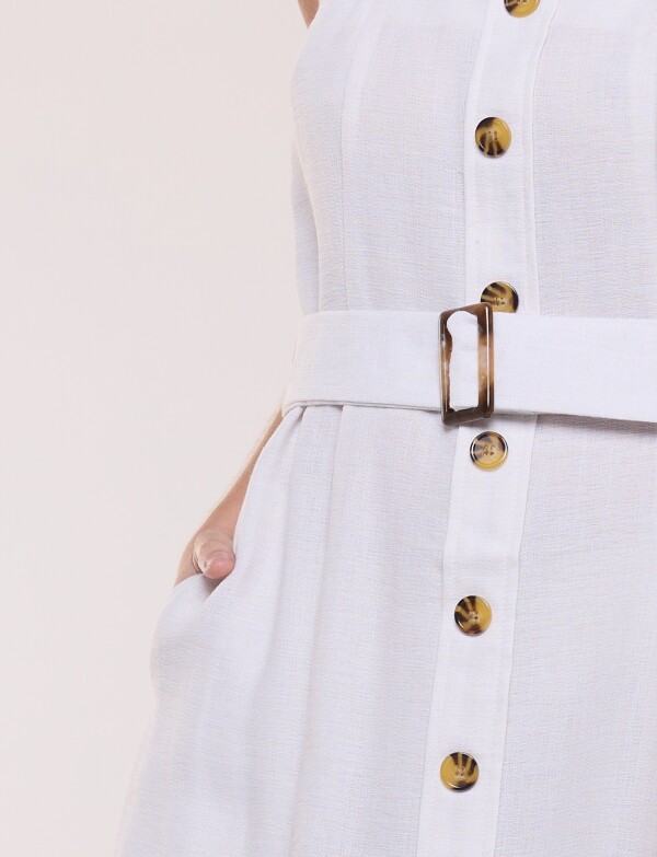 Vestido Midi Camisero Con Cinto CRUDO
