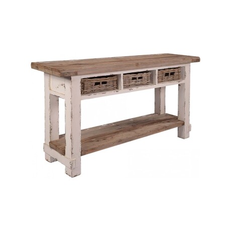 CONSOLA - MESA DE ARRIMO - LIVING PINO NATURAL-BEIGE AM10 NAT/BCO