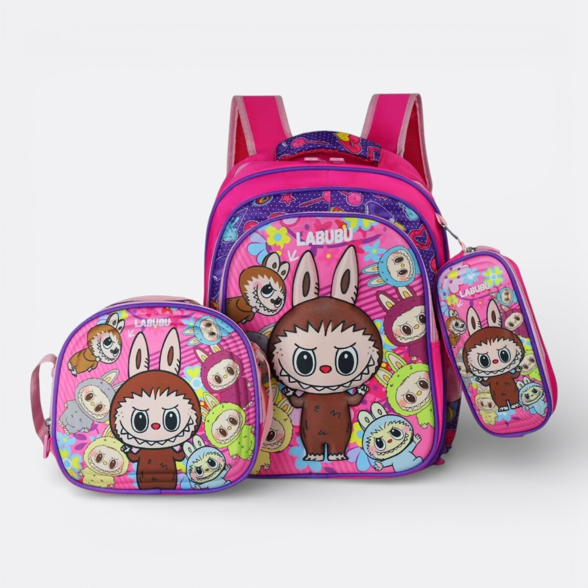 Kit Escolar Labubu Mochila + Cartuchera + Lonchera Mood - Labubu Bandido 