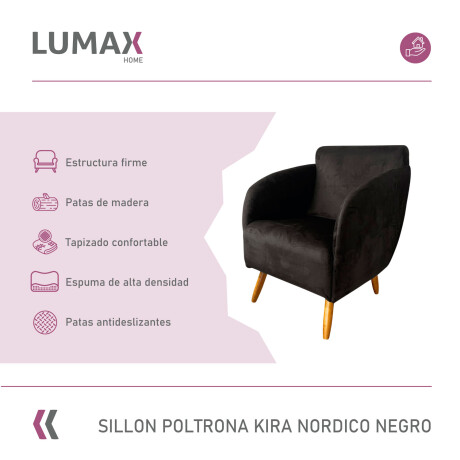 Pack x2 Sillón poltrona 1 cuerpo Lumax Kira nórdico de tela Negro