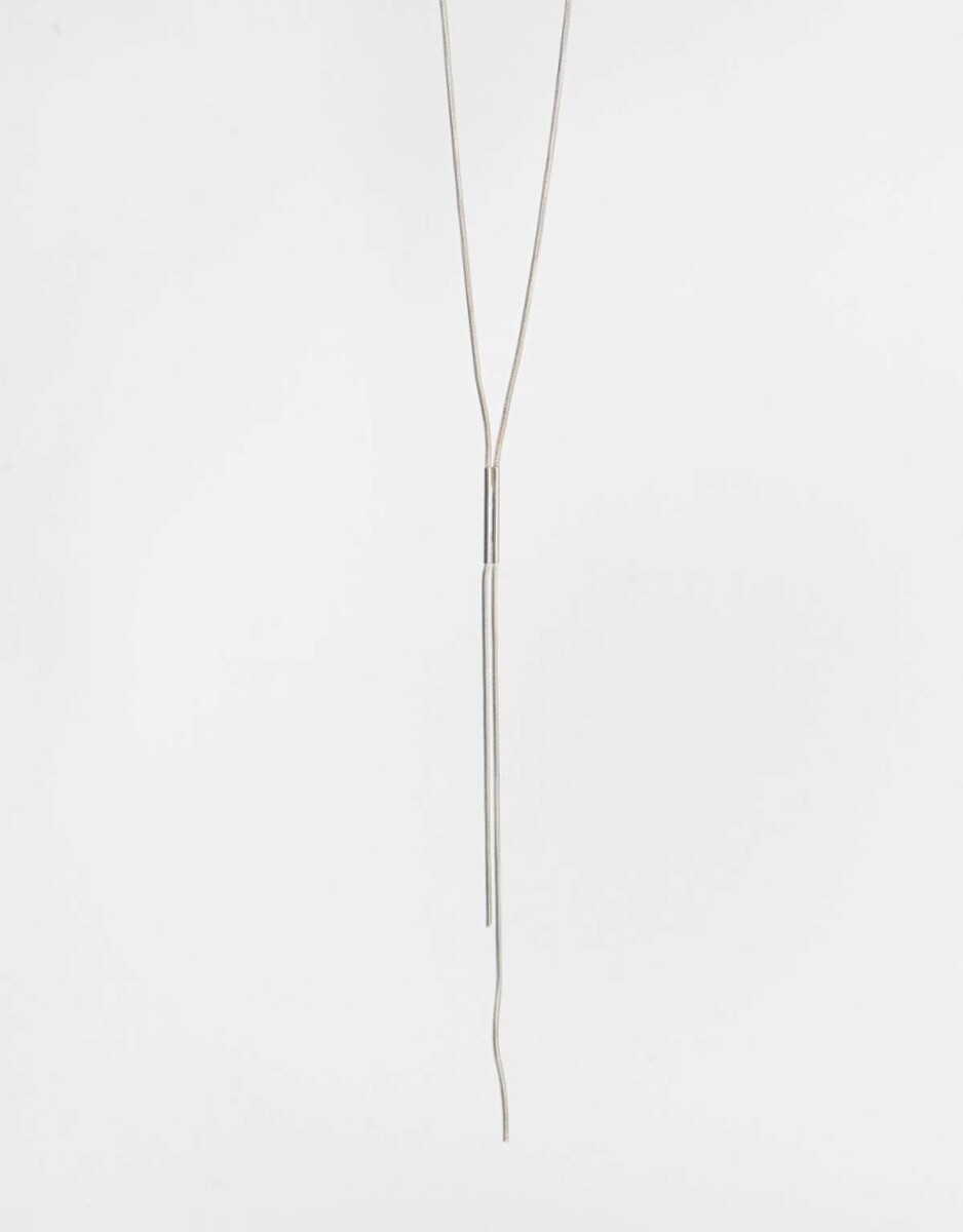 Collar Largo De Metal - Plateado 