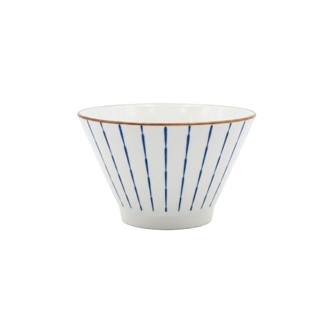 BOWL CERAMICA BLANCO C/RAYAS AZUL 12.5X7CM Unica