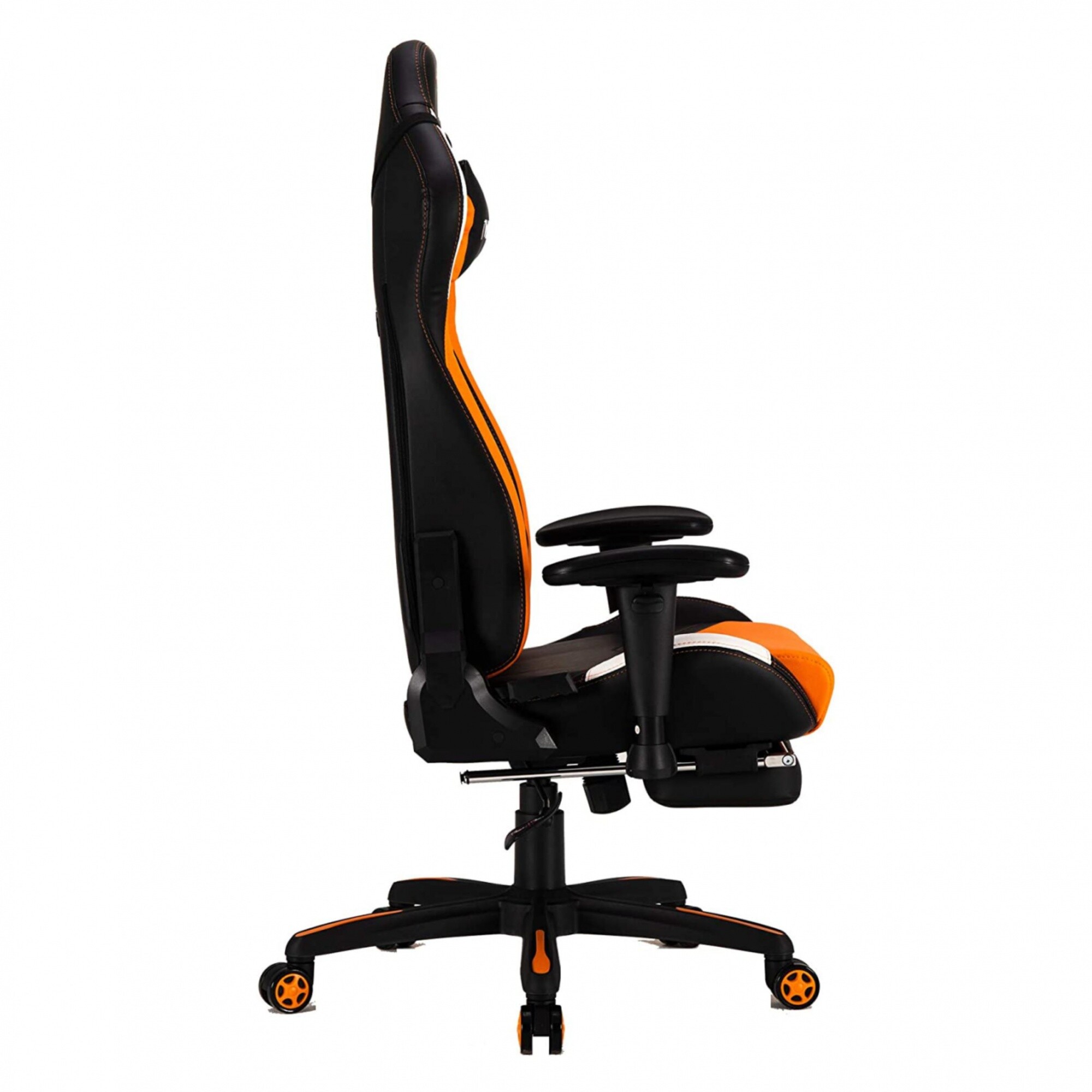 Silla Gamer MEETION MT-CHR22 Con Apoya Pies Cuero Black Orange