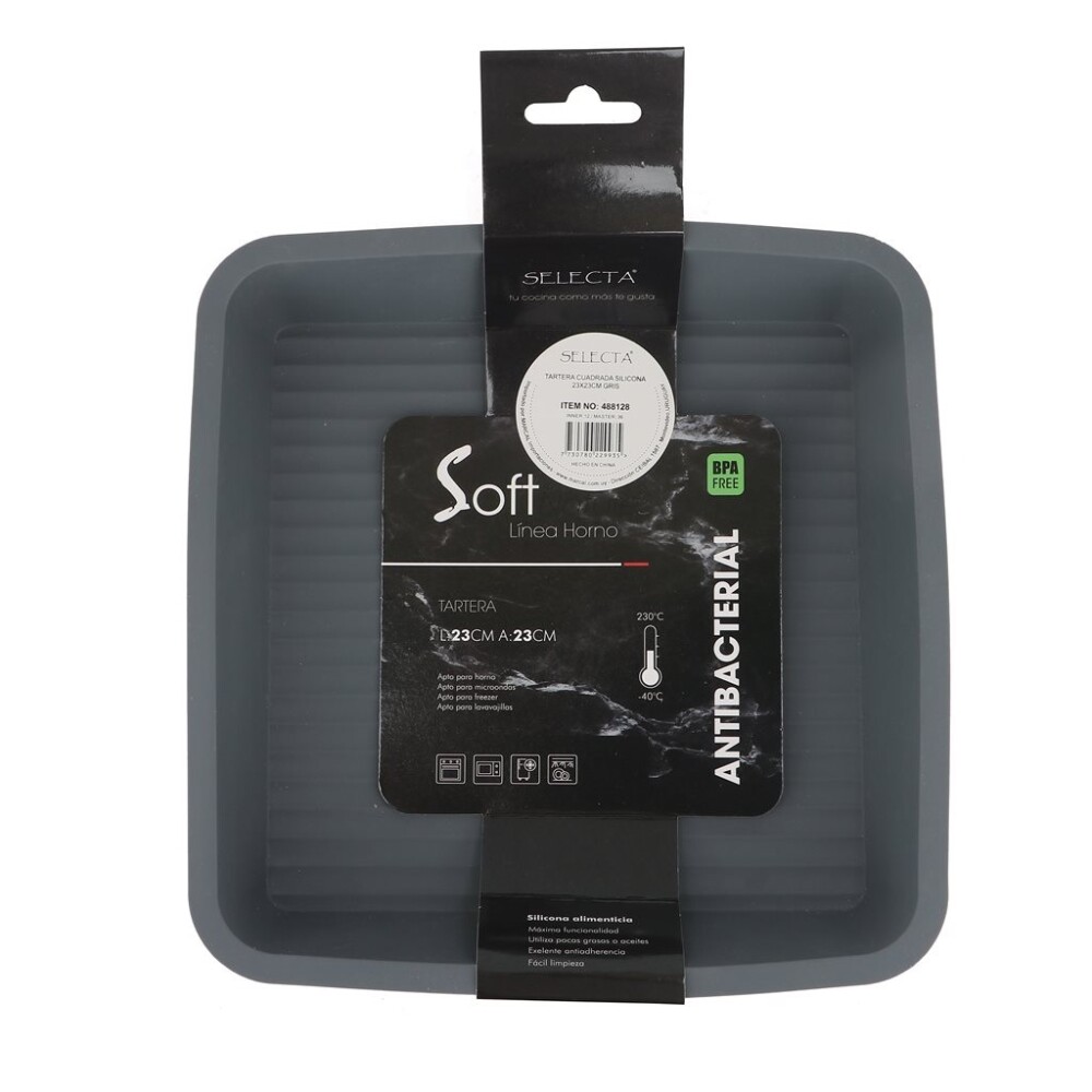 Tartera Cuadrada de Silicona Selecta 23 x 23 cm Gris TARTERA CUADRADA SILICONA 23X23CM GRIS