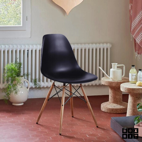 Kit X2 Silla Eames DKR Base En Madera Negra
