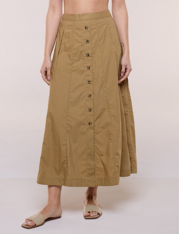 Falda Algodón Con Abotonadura Frontal KHAKI