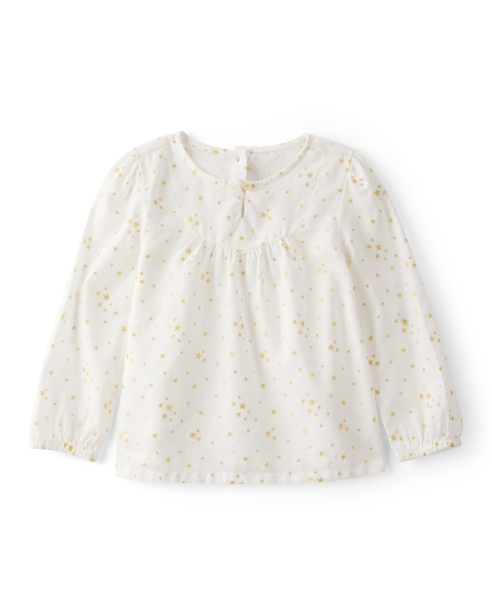 Blusa de algodón, manga larga, diseño estrellas Sin color