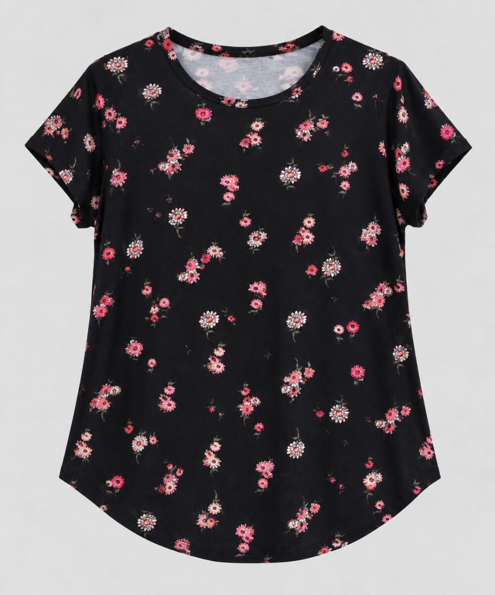 Remera Ruperta - Negra flor chica 