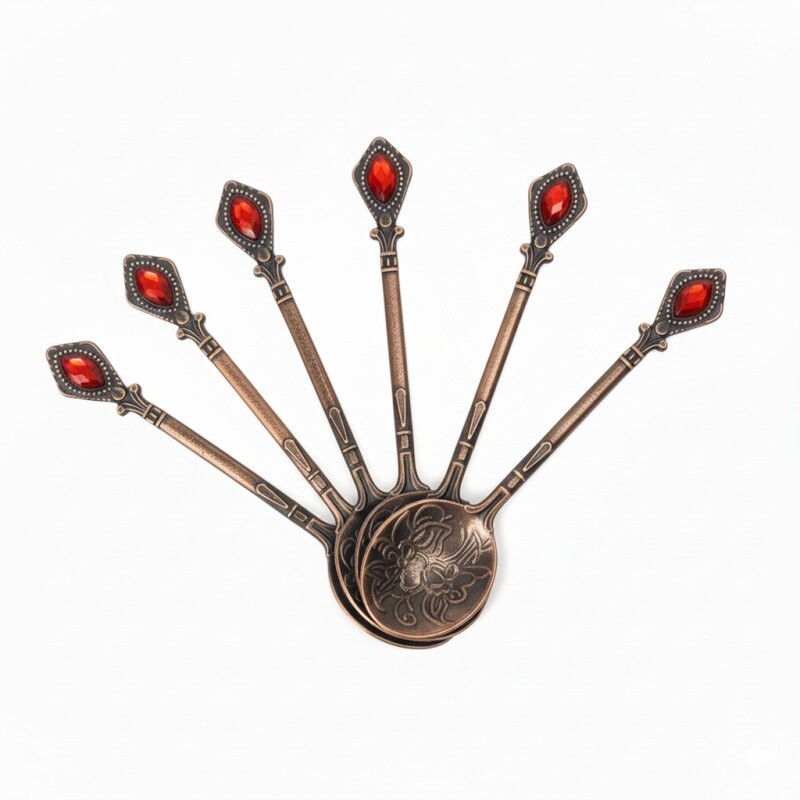 Set de cucharitas piedra cobre Rojo