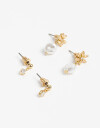 Aros Sets Con Dijes Aro Set Dije Floral - Dorado