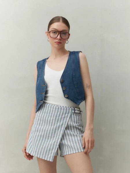 SHORT POLLERA D.CASSIN LISTRA CEL BLA