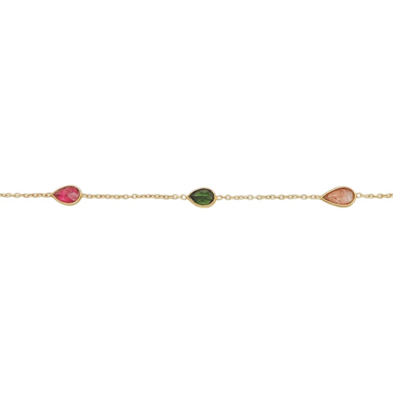 Pulsera Force-Plata Rodinada micra oro 18k-Piedra Turmalina multicolor-PU2002 conpiedra