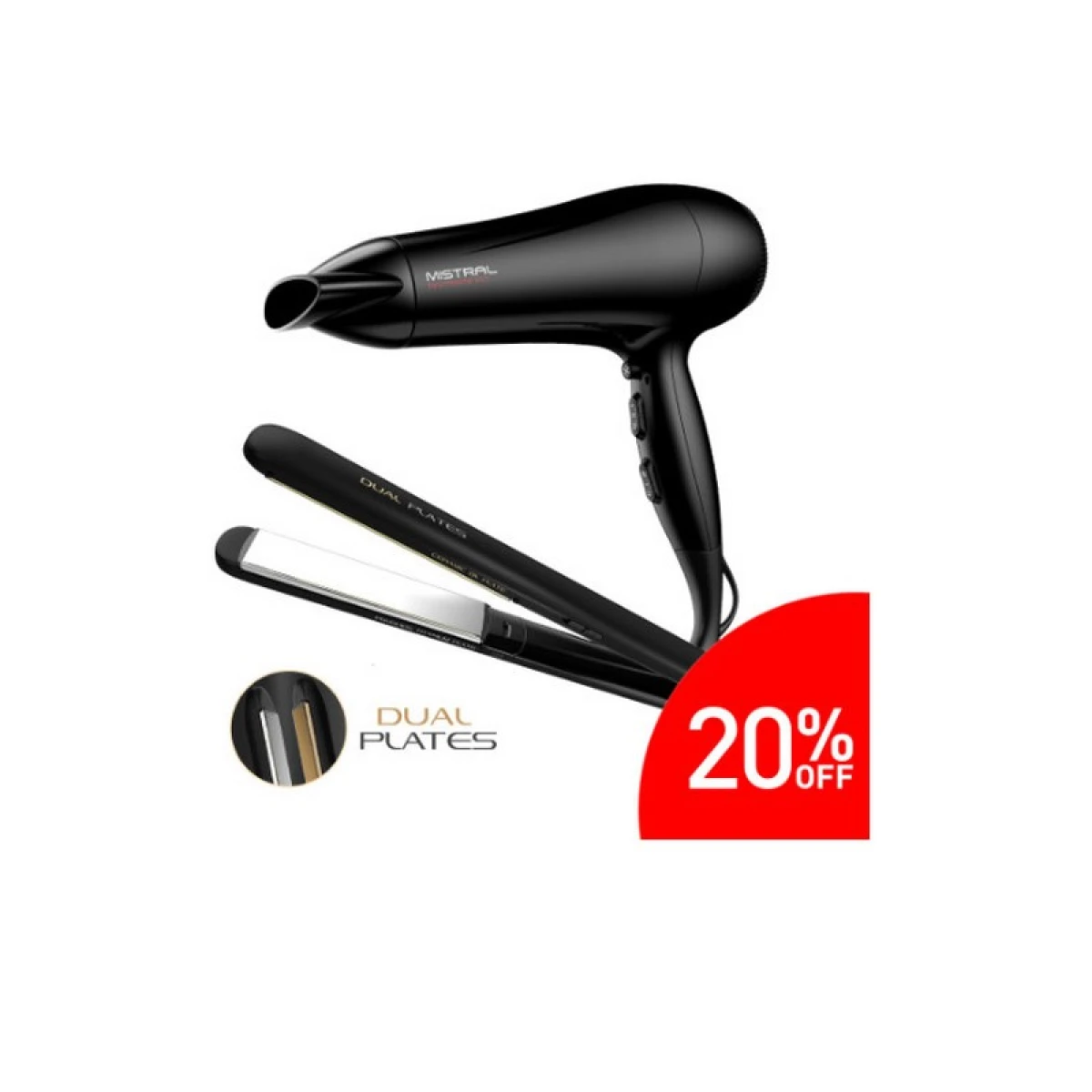 COMBO GAMA PLANCHA CP14 DUAL PLATES + SECADOR MISTRAL ION 