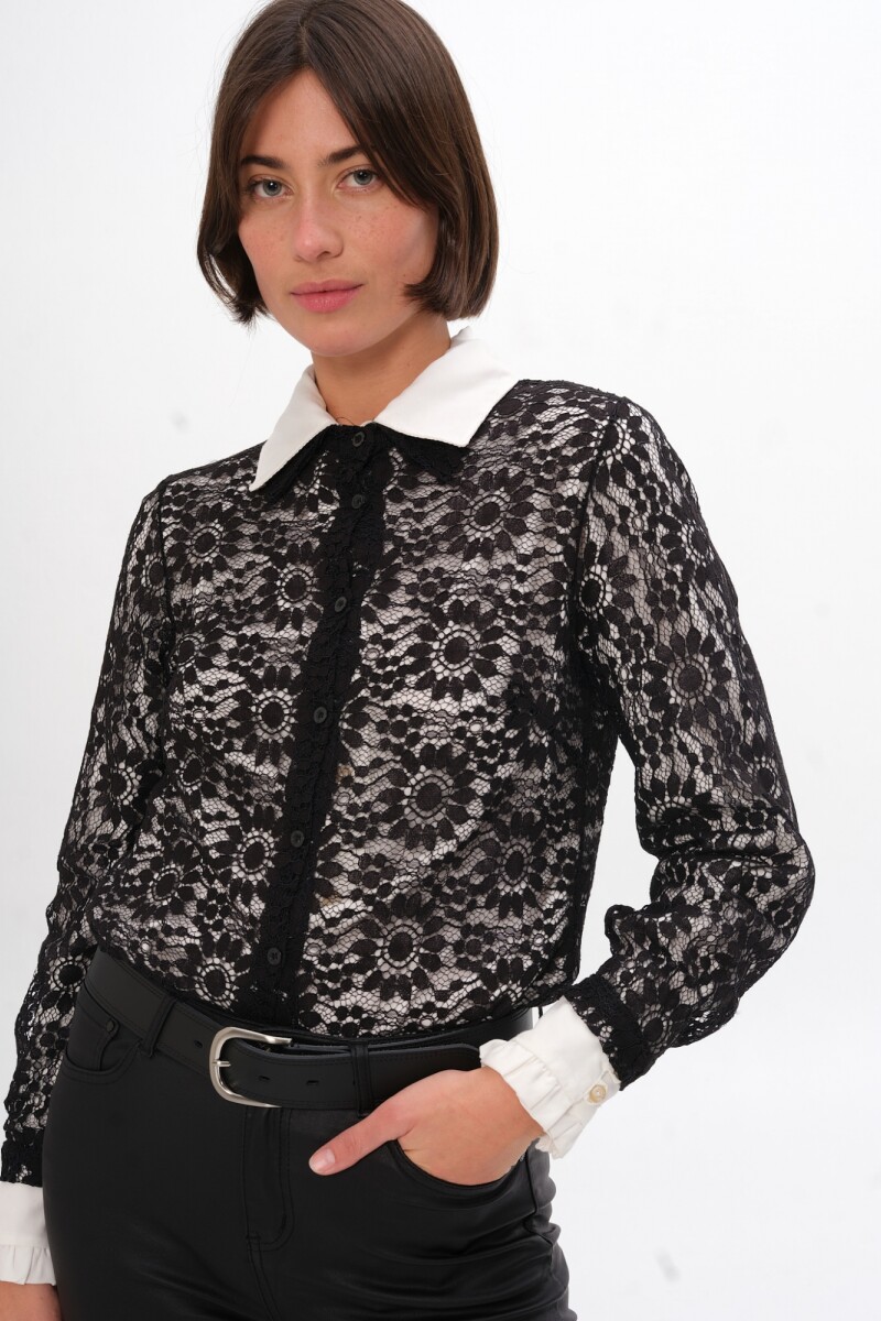 Camisa Dentelle Negro