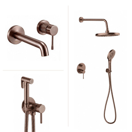 JUEGO DE GRIFERIA SIGNATURE ROSE GOLD CON LAVATORIO DE PARED BRONCE-ROSE GOLD