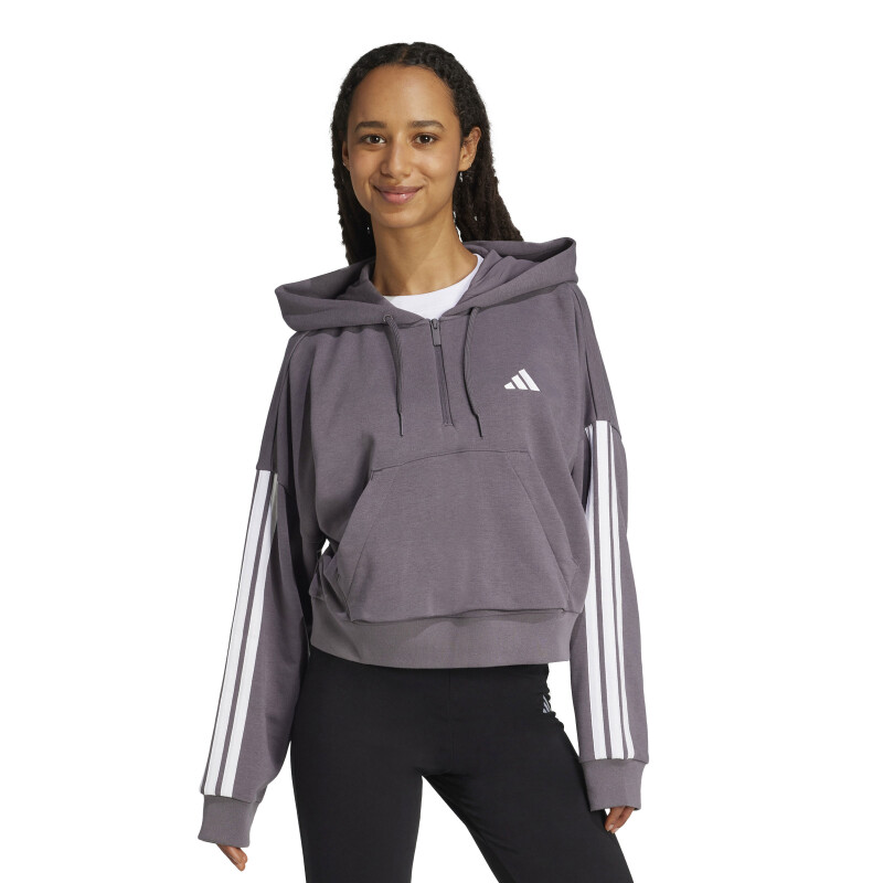 Campera de Mujer Adidas Essentials Zip Gris - Blanco
