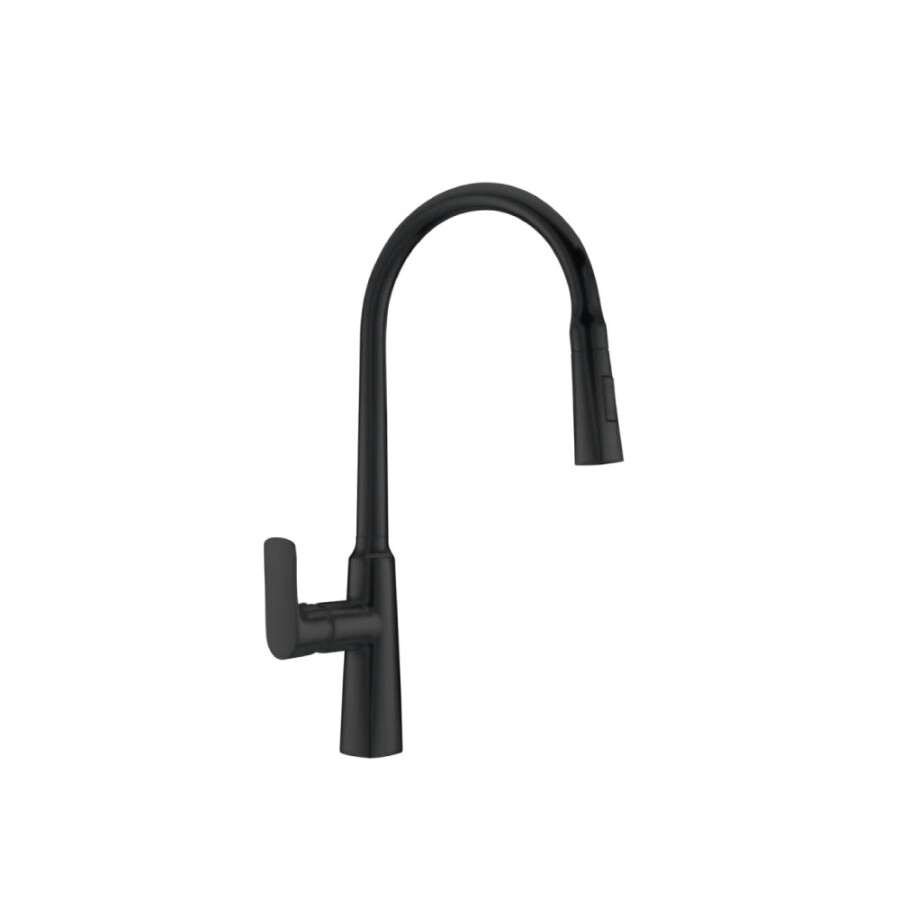 Griferia de Cocina Monocomando con Pico Curvo Negro Linea Houston Griferia de Cocina Monocomando con Pico Curvo Negro Linea Houston