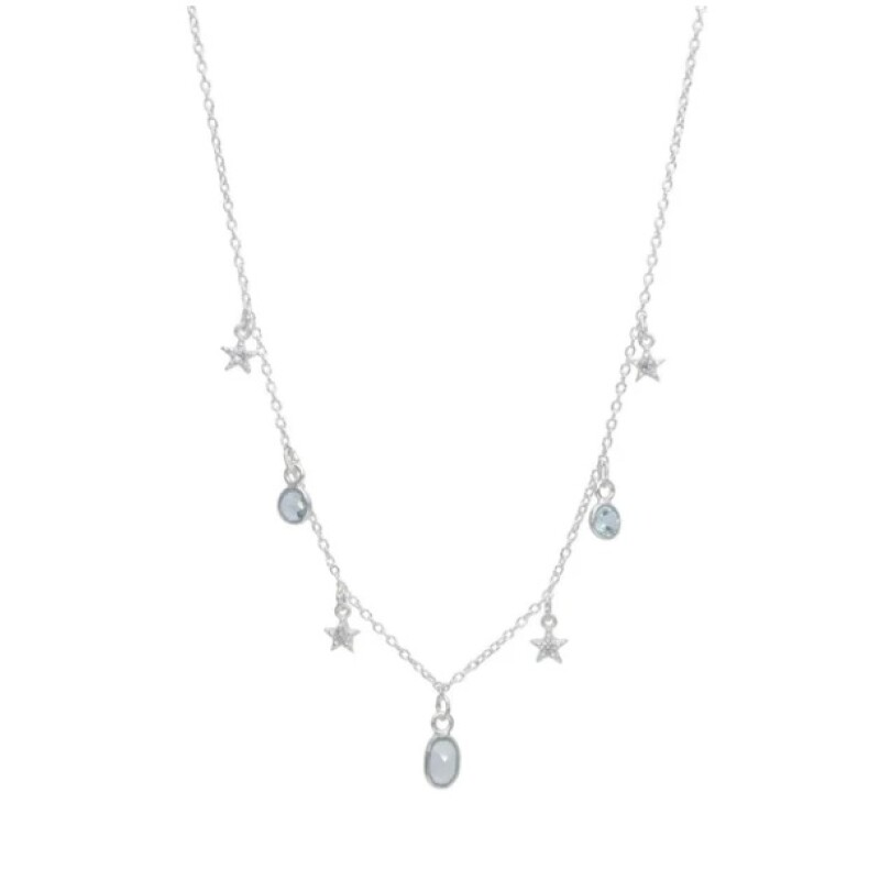 Cadena Ovalos-Plata 925-Piedra Topacio azul-CD2004 - Adulto - Conpiedra