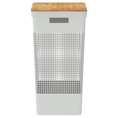 CESTA C/TAPA BAMBÚ PLASTICO-RECICLADO BLANCO GRID 49L