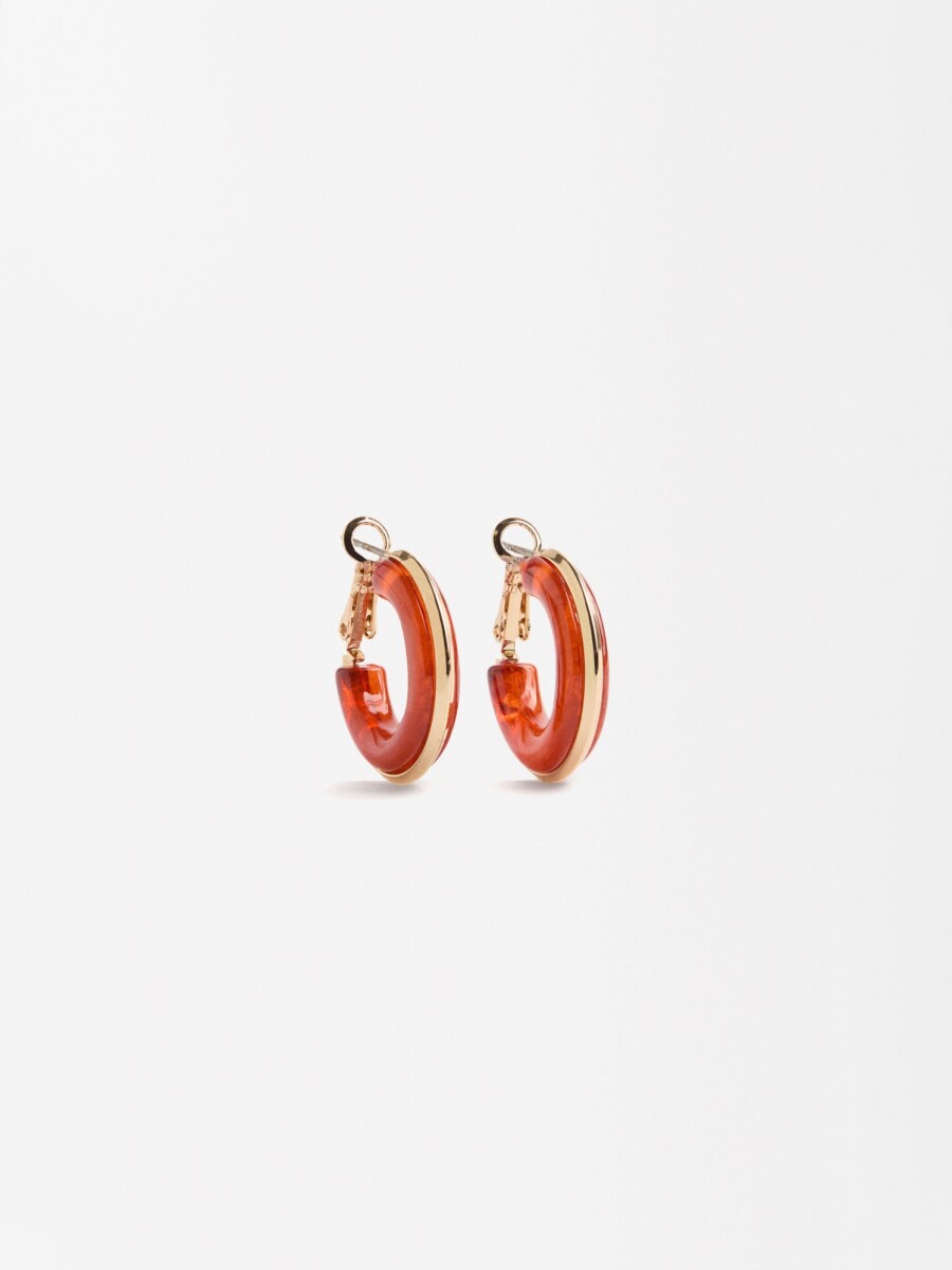 Aros De Resina Con Borde Metálico naranja
