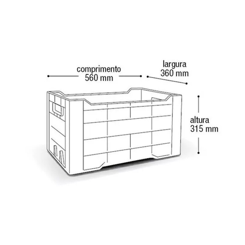 Cajon de plástico apilable grande multiuso NEGRO