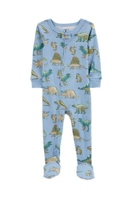 Pijama uno pieza de algodón, con pie, azul, diseño dinos. Talles 2-5T Pijama uno pieza de algodón, con pie, azul, diseño dinos. Talles 2-5T