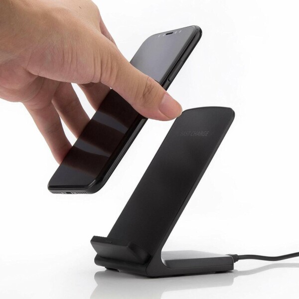 Cargador Inalambrico Qi Base Dock Carga Rapida 15w Soporte Color Variante Negro
