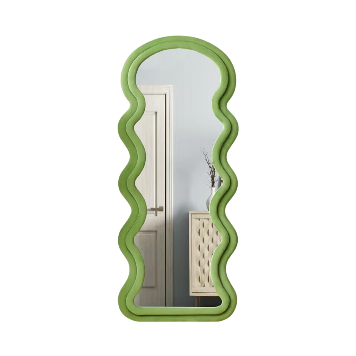 Espejo zig zag doble borde en tela 160 cm x 60 cm - Verde 