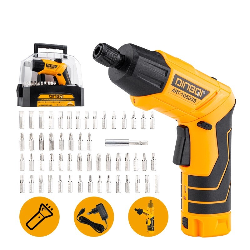 DINGQI KIT ATORNILLADOR 1/4 3.6V 4.0NM + 50 PUNTAS Dingqi Kit Atornillador 1/4 3.6v 4.0nm + 50 Puntas