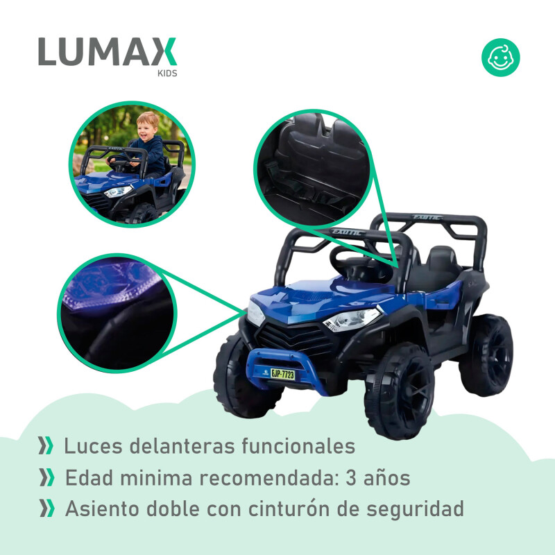Auto a Batería Lumax 4x4 12V control remoto, USB y Música Azul