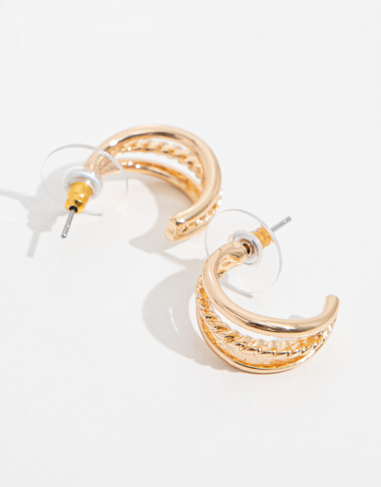 Aros Argollas Metal Argollas Triples - Dorado