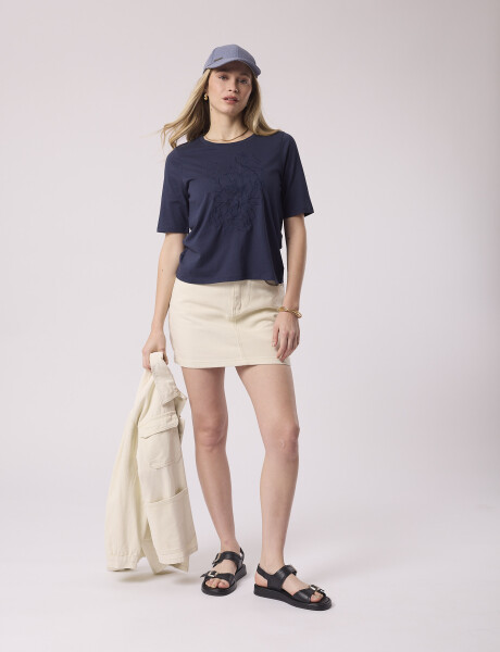 T-shirt bordada azul