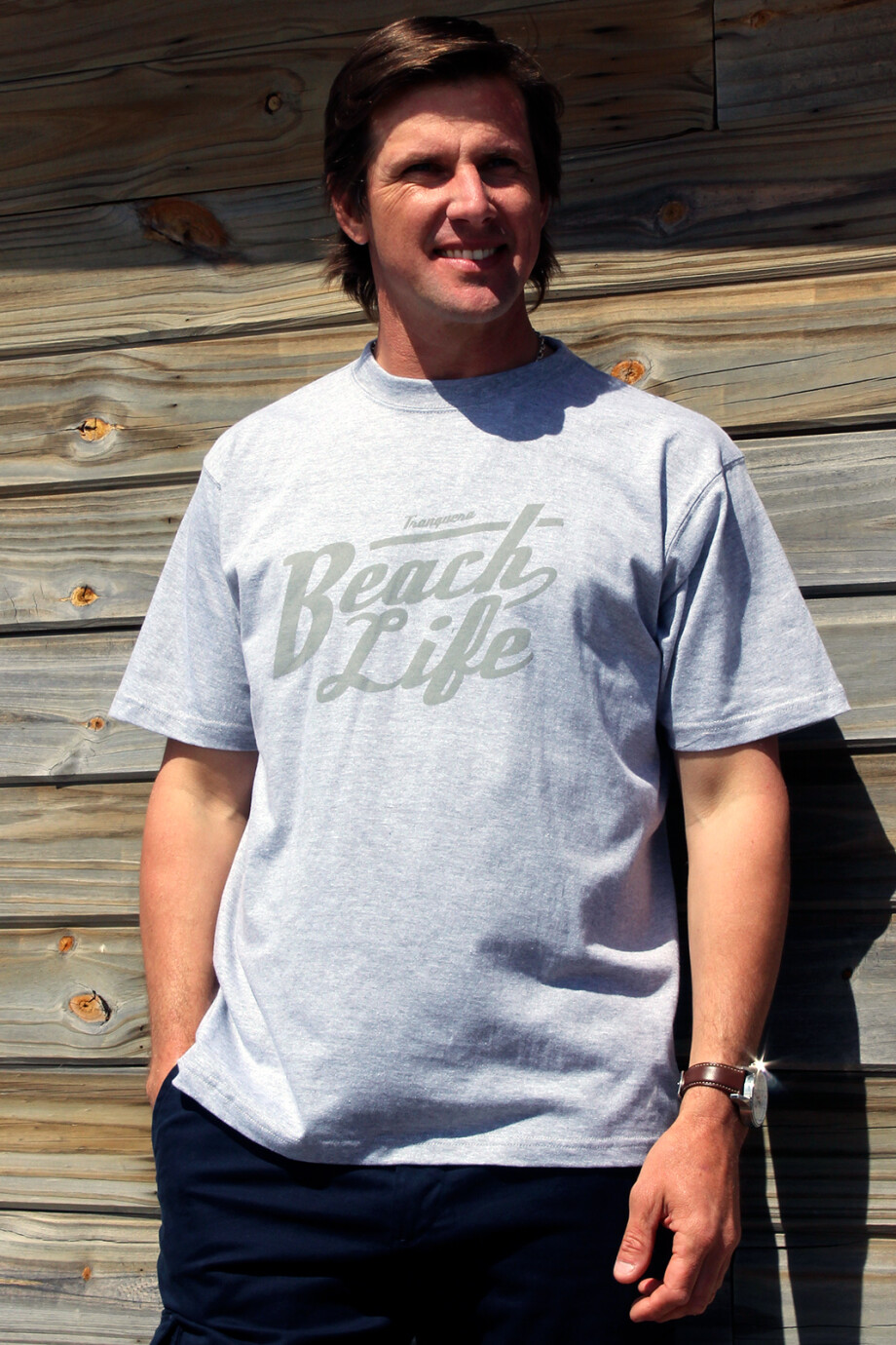 T-Shirt Beach Life Gris