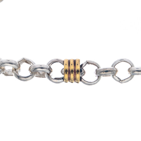 Pulsera de plata 925 y double en oro 18 ktes, ROLO. Pulsera de plata 925 y double en oro 18 ktes, ROLO.