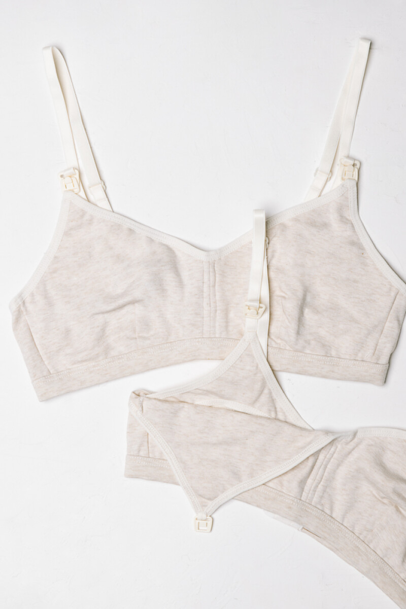 Pack de 2 Soutienes Maternales Rocío [MS2] - Algodón Beige Melange