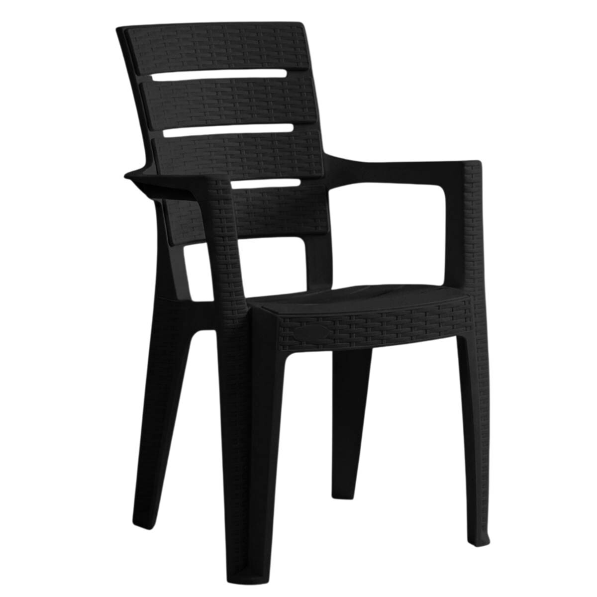 Silla Jardín Rattan Apilable UV 150kg Exterior Turca - Negro 