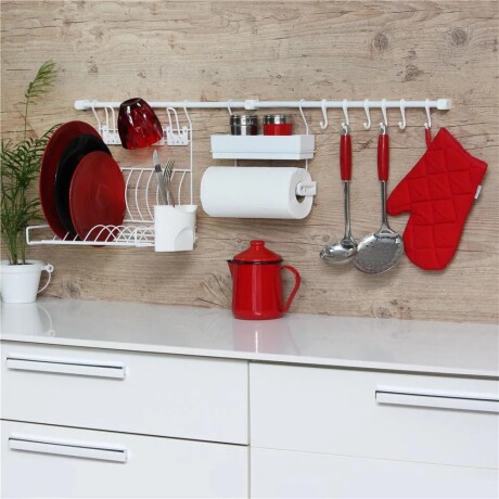 Set Cocina Escurridor Platos Aereo Cromado Blanco