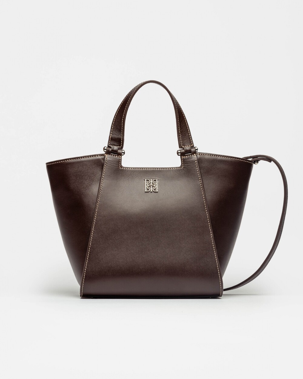 Cartera de mano Tess en cuero vaquita Chocolate