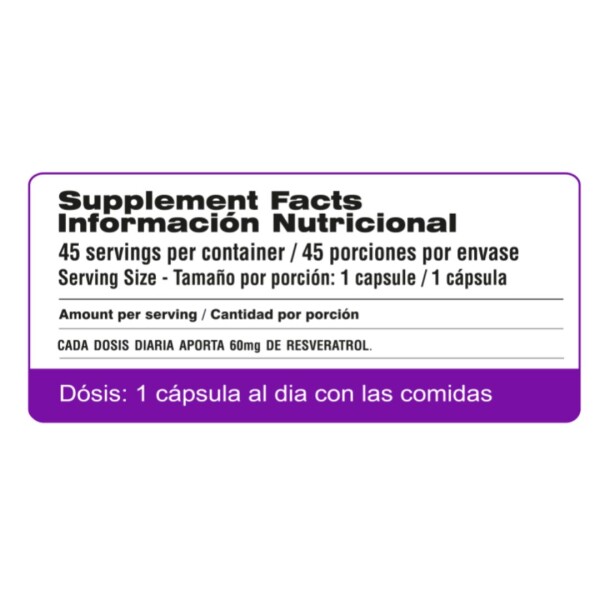 Resveratrol 60mg x 45 cápsulas - Qualivits Resveratrol 60mg x 45 cápsulas - Qualivits
