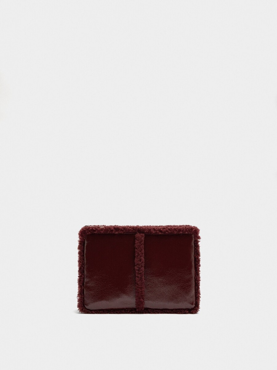 Bolso Bandolera Bordes Efecto Pelo burdeos