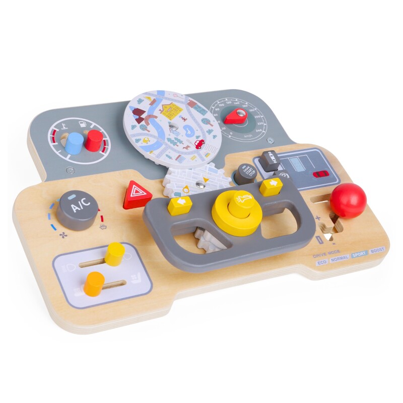 Volante con actividades de Automóvil – Juego Sensorial de Madera Volante con actividades de Automóvil – Juego Sensorial de Madera