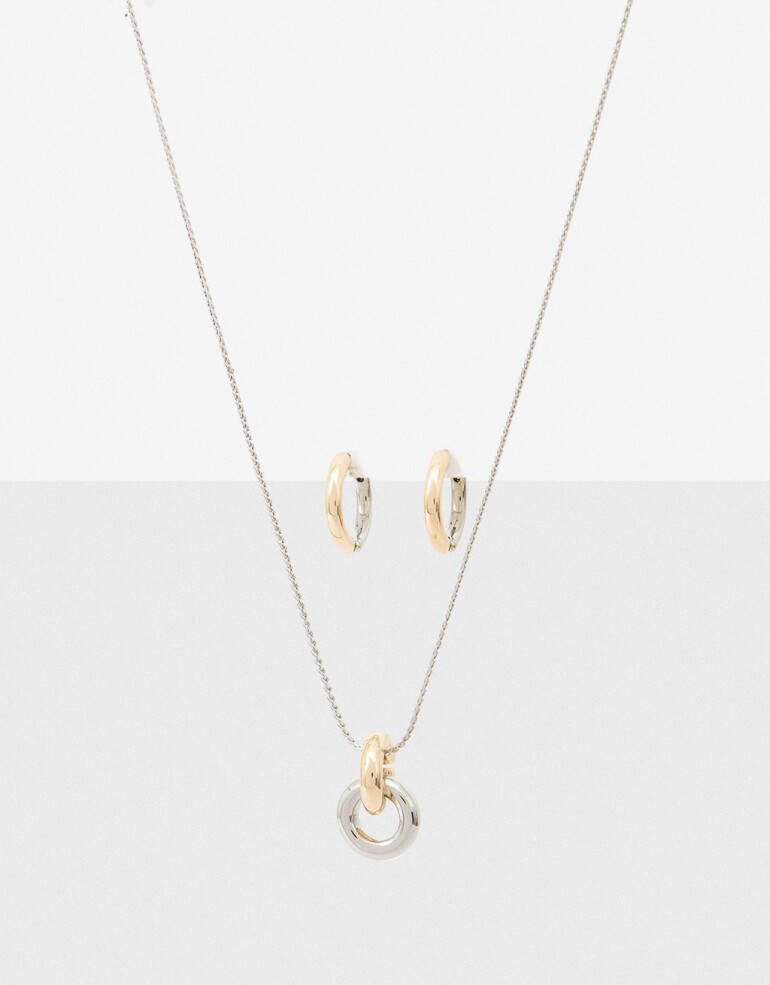 Bijouterie Set Sets temáticos Set De Collar Y Aros Metal Biplating - Dorado