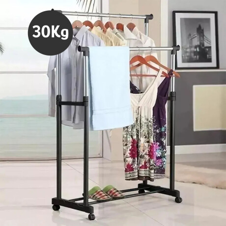 Perchero Doble Organizador Ajustable Para Ropa Con Ruedas Negro